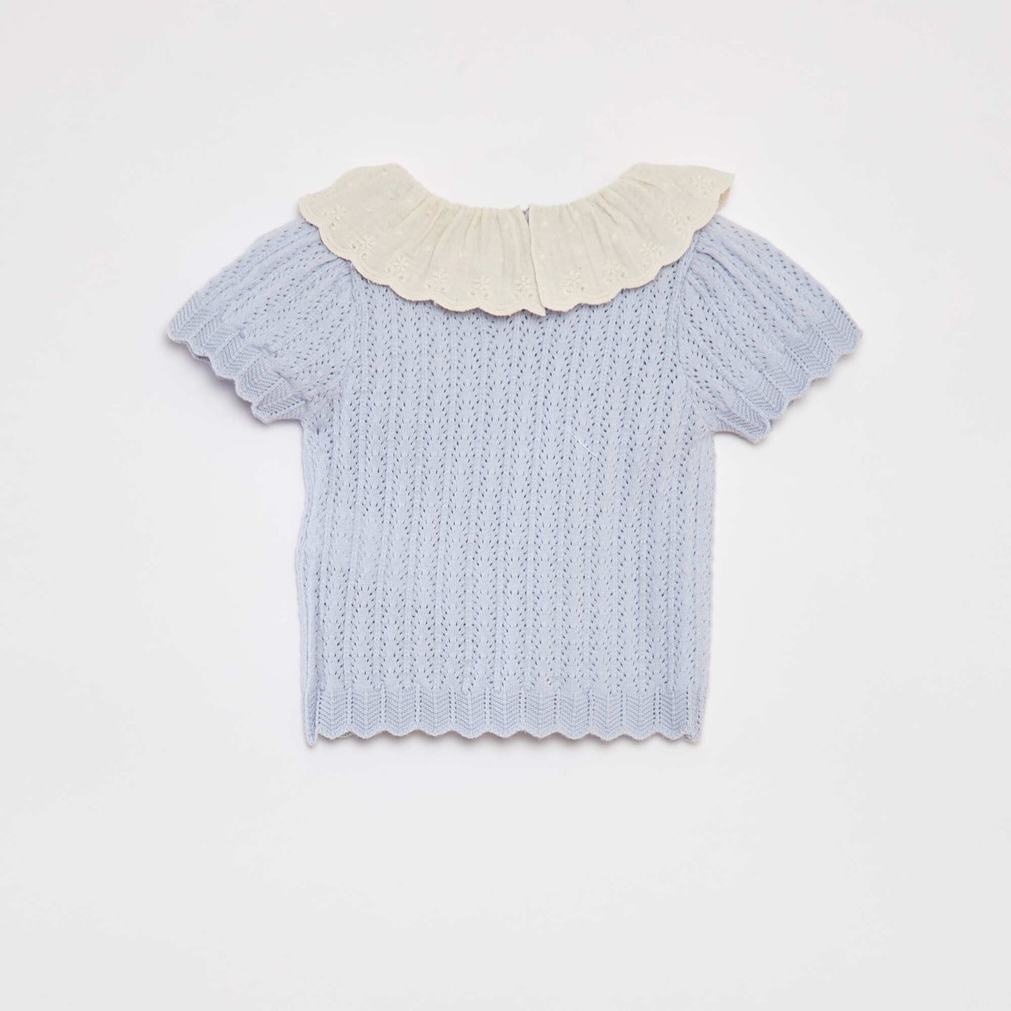 Ensemble t-blouse avec col fantaisiste + legging en tricot BLEU