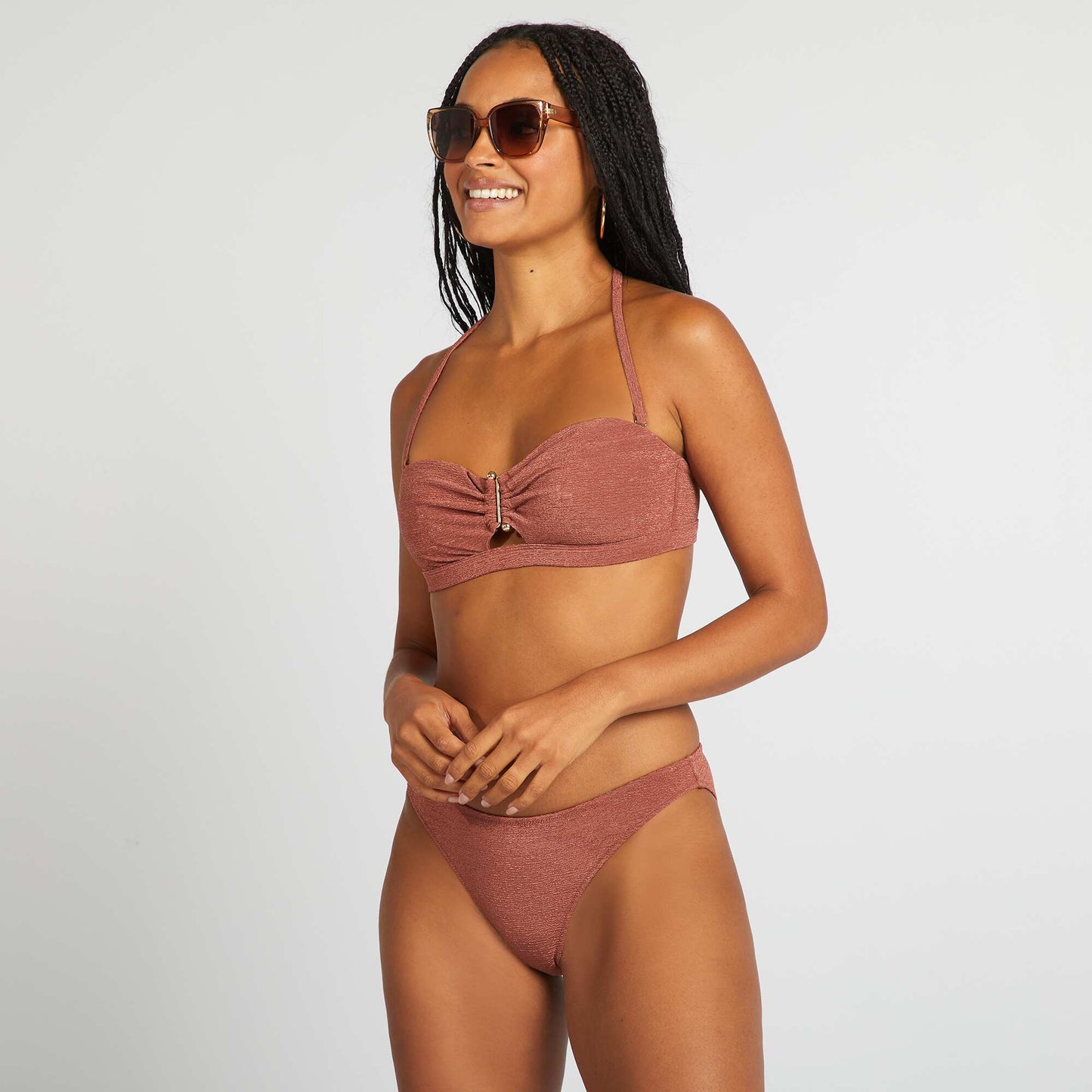 Bandeau de bain avec bijou entrebonnet MARRON