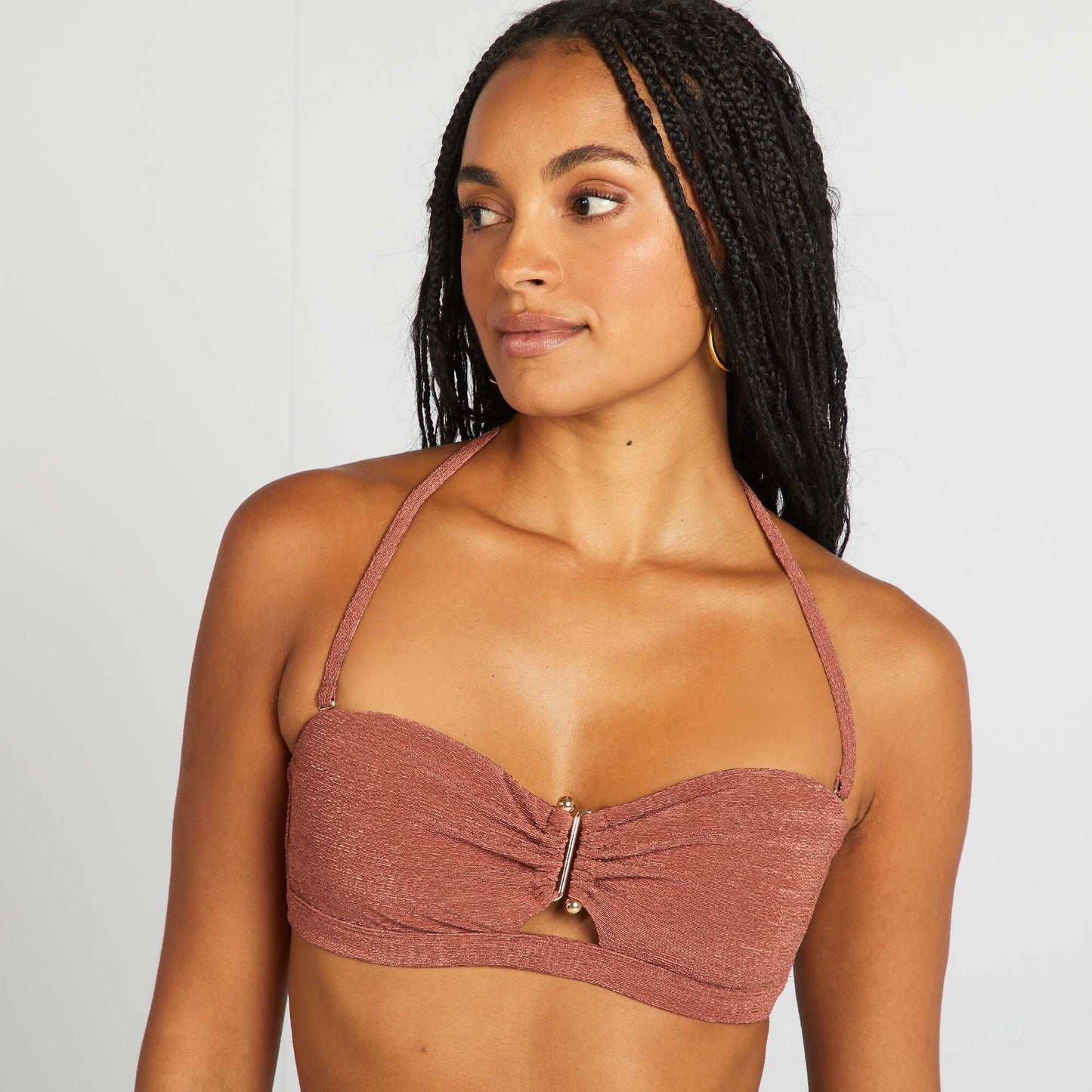 Bandeau de bain avec bijou entrebonnet MARRON