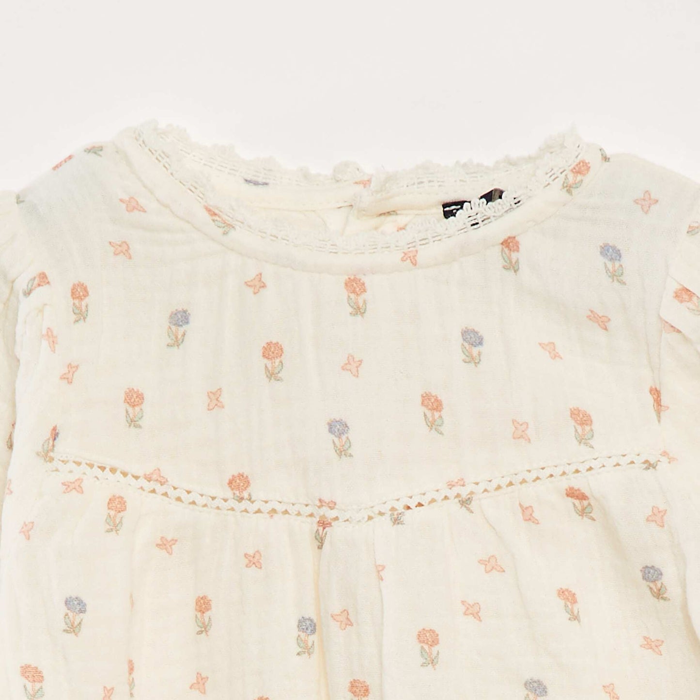 Ensemble barboteuse en gaze de coton + bandeau - 2 pièces BLANC