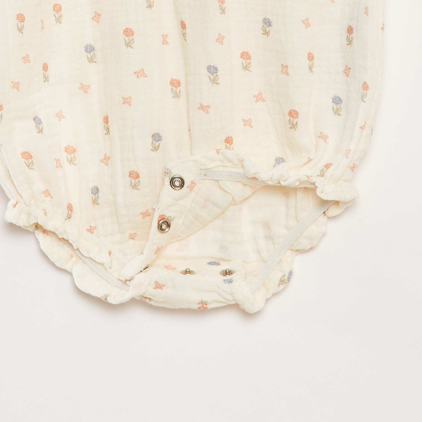 Ensemble barboteuse en gaze de coton + bandeau - 2 pièces BLANC