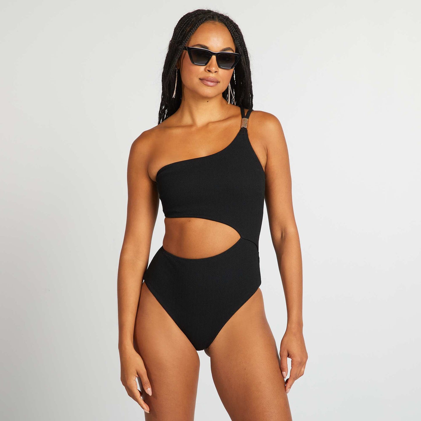 Maillot de bain 1 pièce asymétrique NOIR
