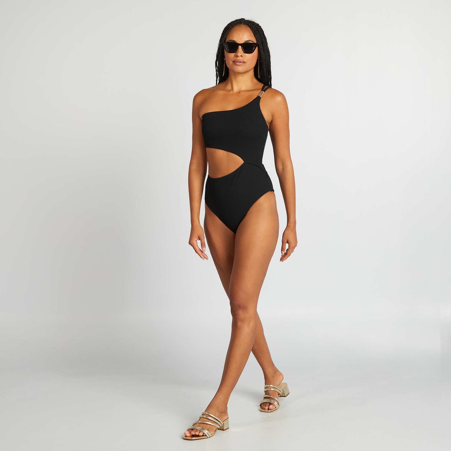 Maillot de bain 1 pièce asymétrique NOIR