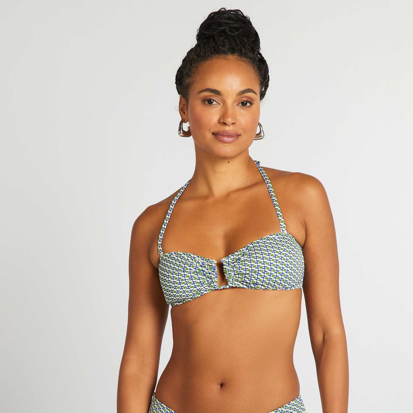 Bandeau de bain imprimé géométrique VERT/BLEU