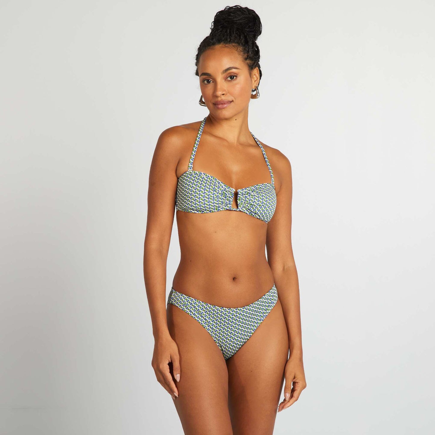 Bandeau de bain imprimé géométrique VERT/BLEU