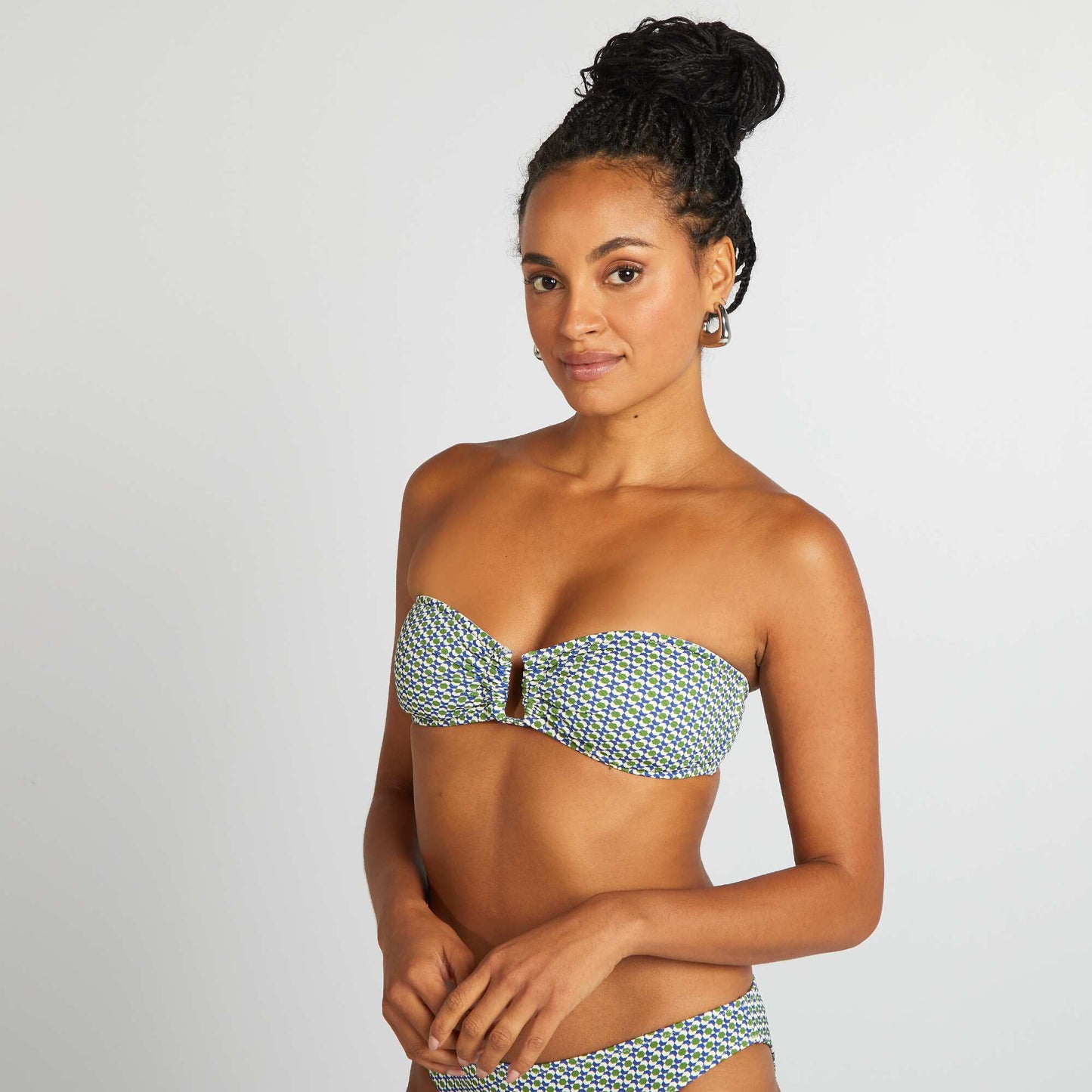 Bandeau de bain imprimé géométrique VERT/BLEU