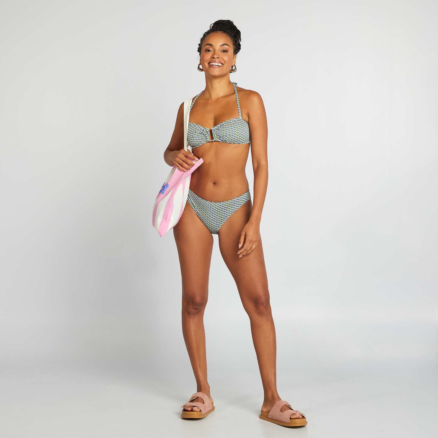 Bandeau de bain imprimé géométrique VERT/BLEU