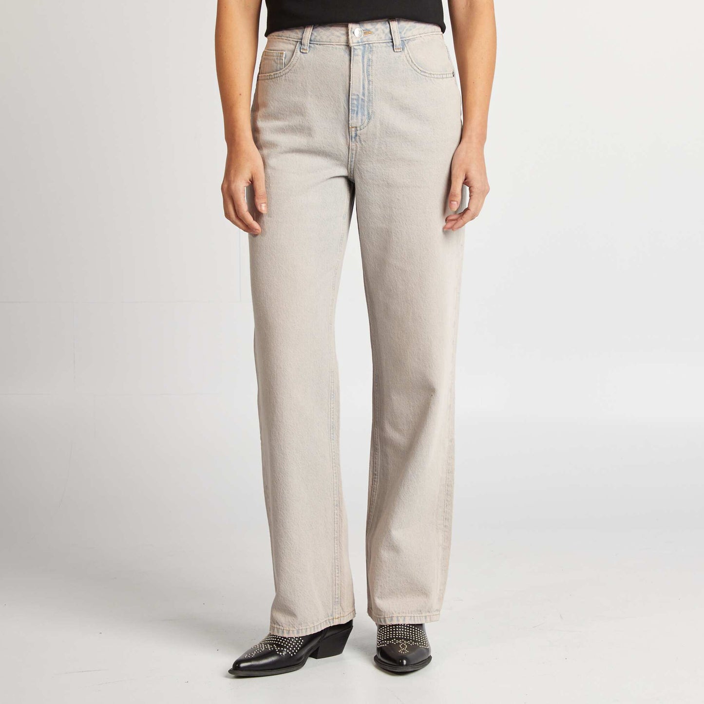 Jean large taille haute BLEU