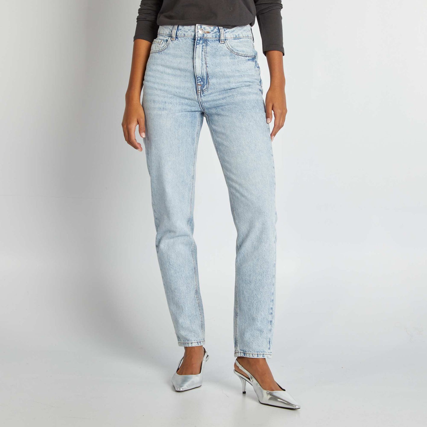 Jean mom taille haute Bleu