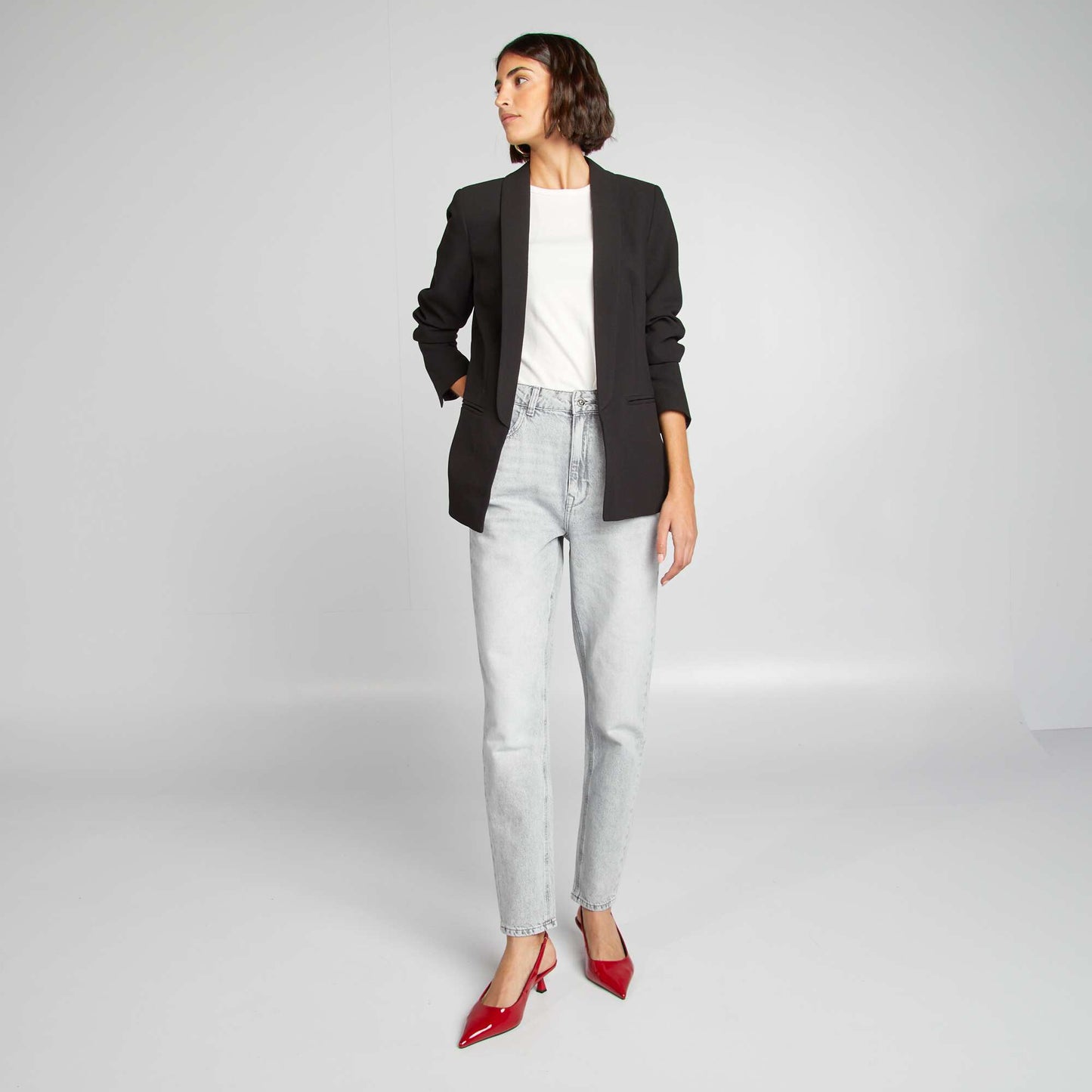 Jean mom taille haute GRIS