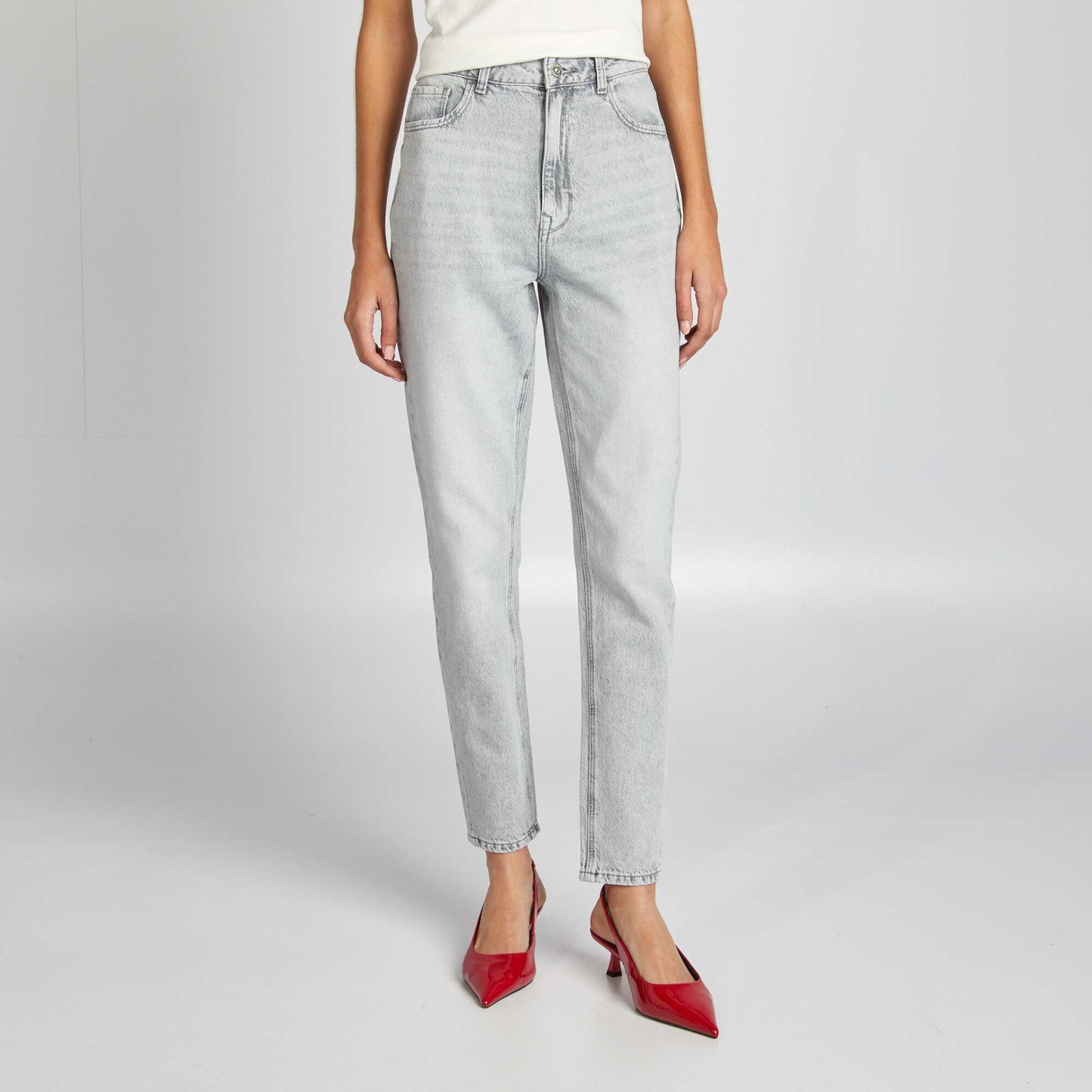 Jean mom taille haute GRIS