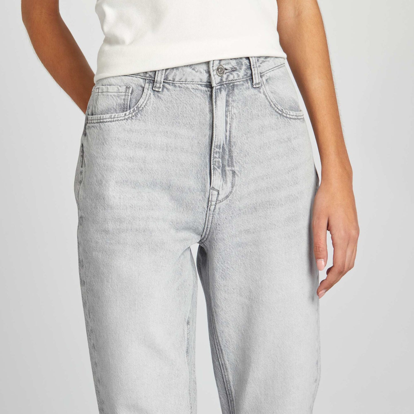 Jean mom taille haute GRIS