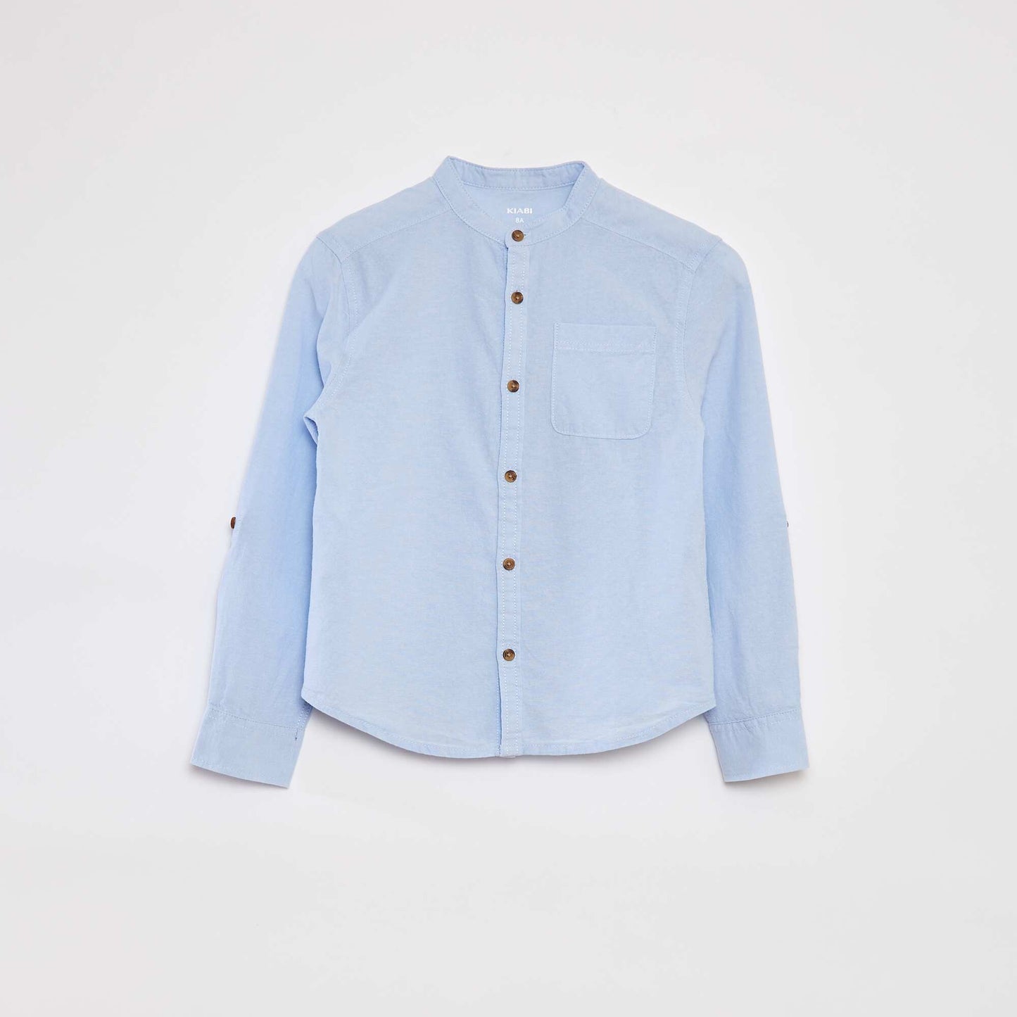 Chemise en chambray à col mao BLEU