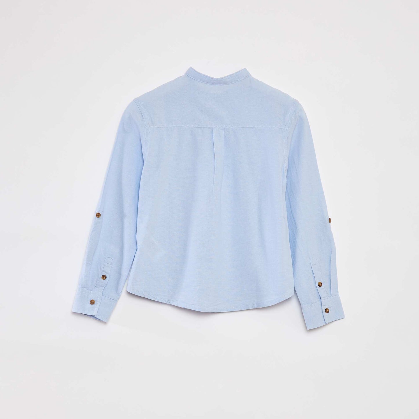 Chemise en chambray à col mao BLEU