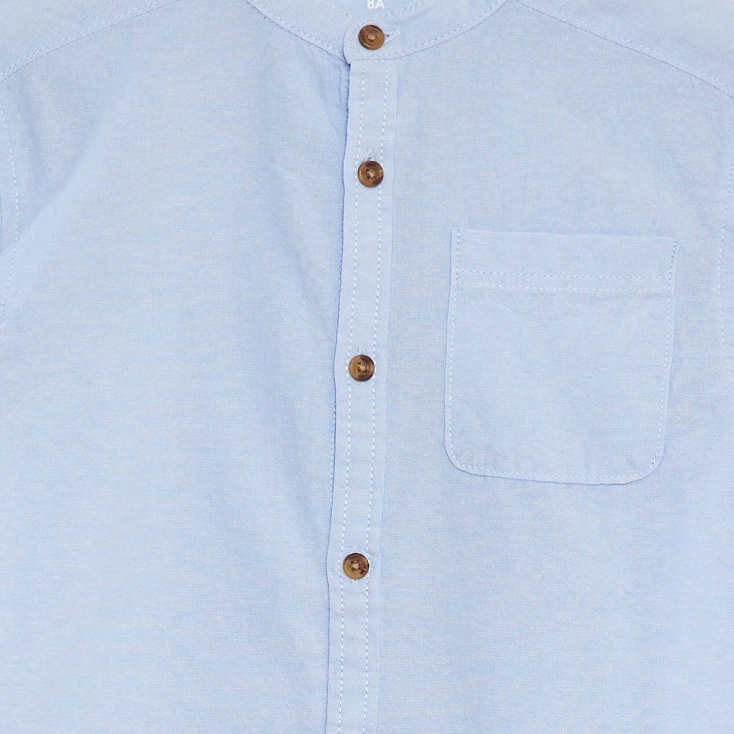 Chemise en chambray à col mao BLEU