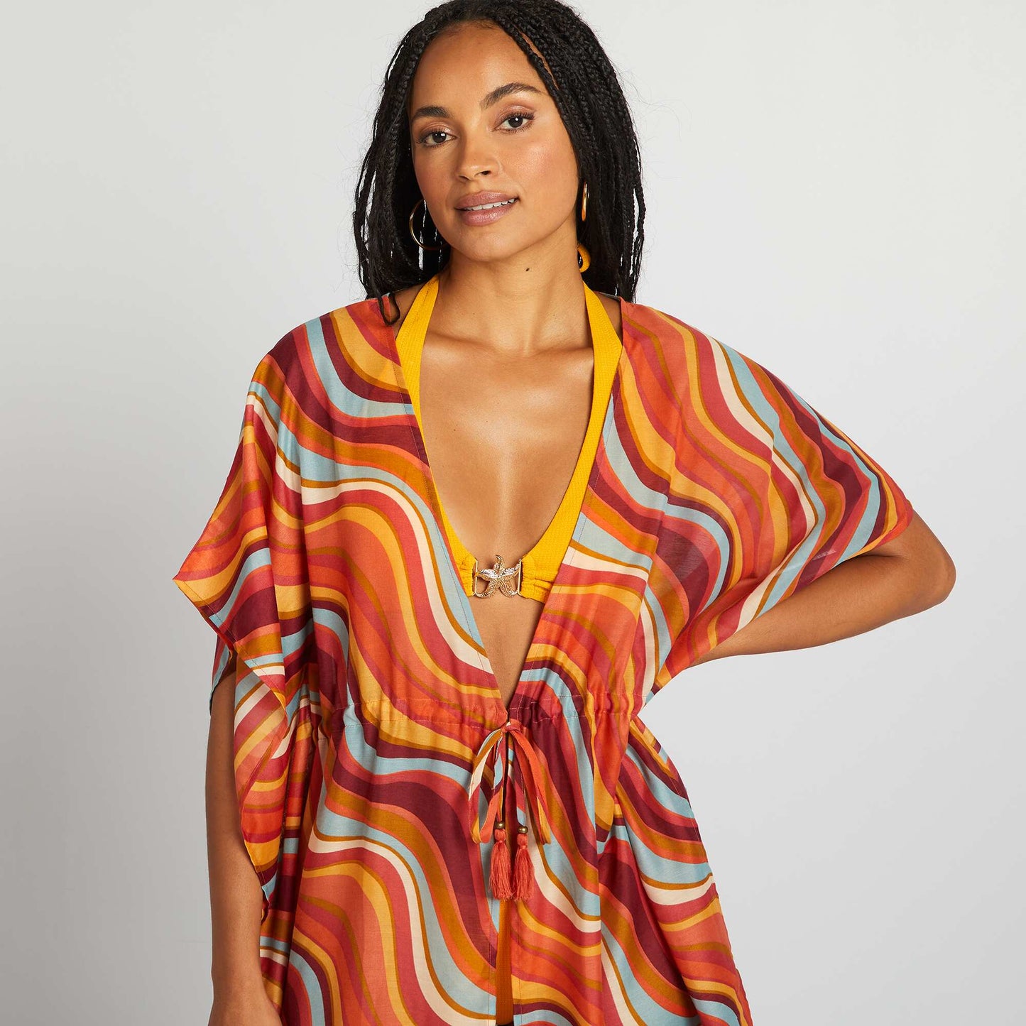 Robe de plage longue ouverte imprimée IMPRIMé PSYCHé