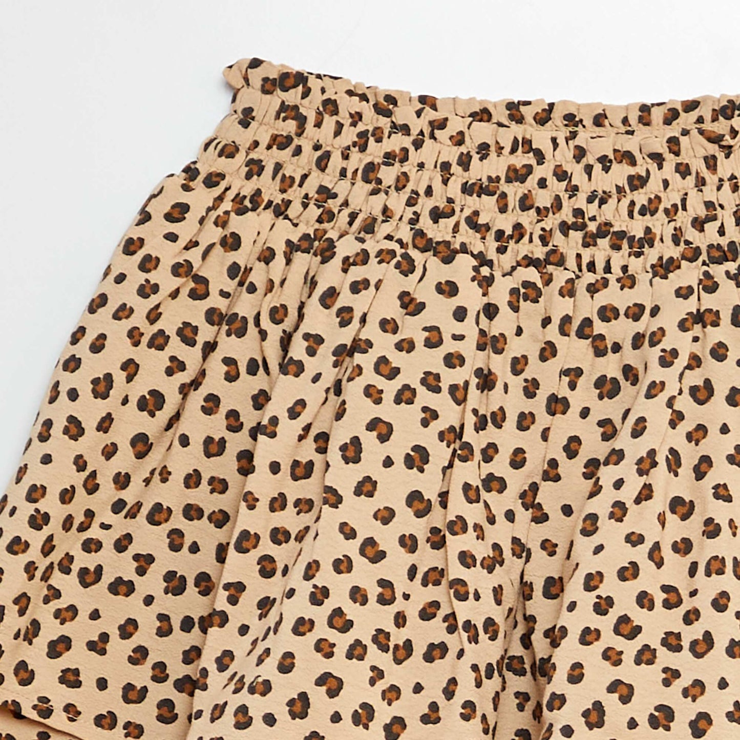 Jupe courte volantée et imprimée BEIGE