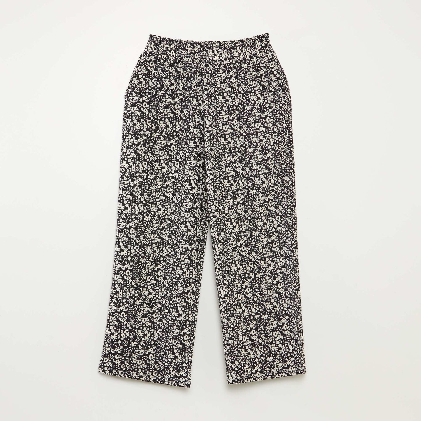 Ensemble t-shirt + pantalon fluides imprimé fleuri - 2 pièces NOIR