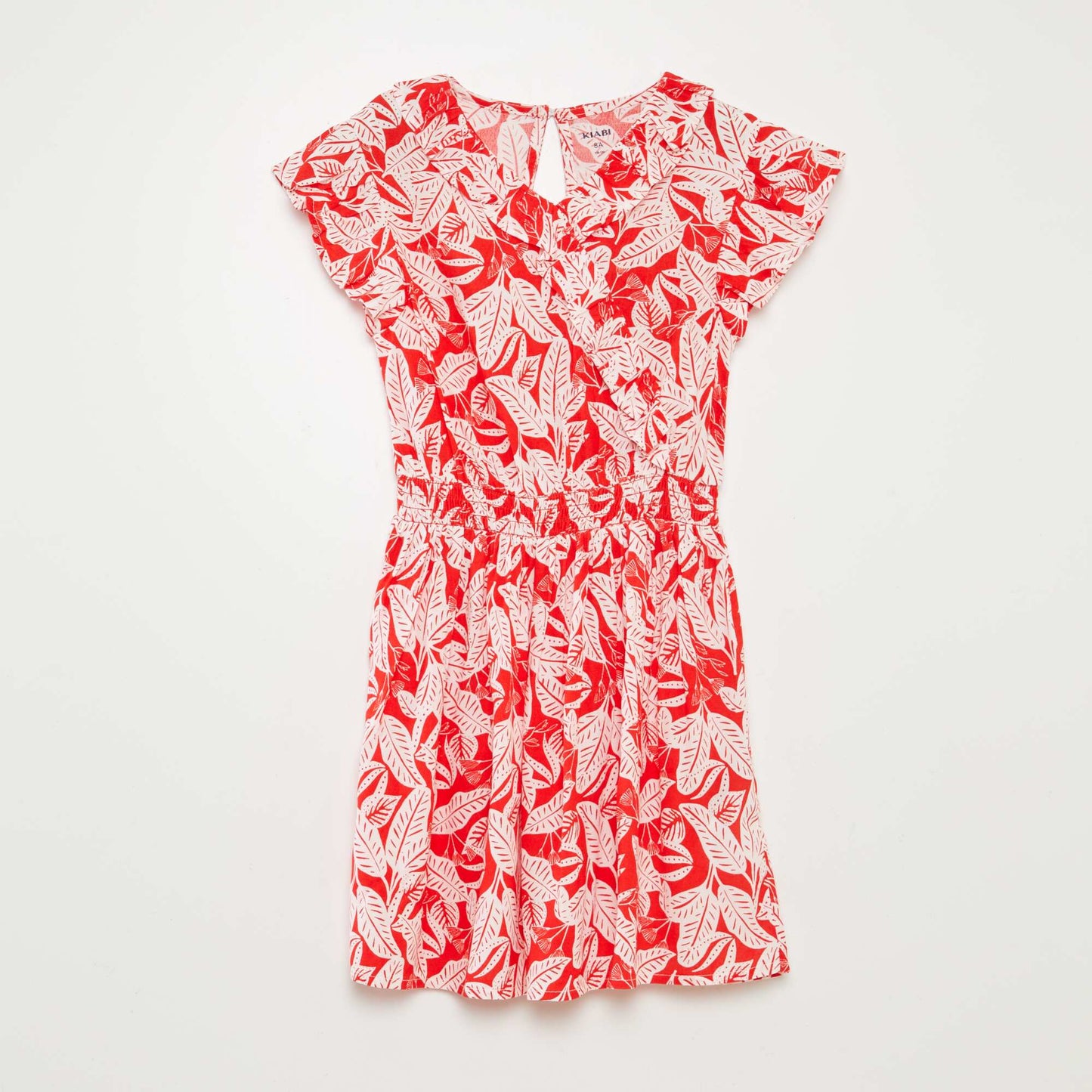Robe courte imprimée et volantée ROUGE