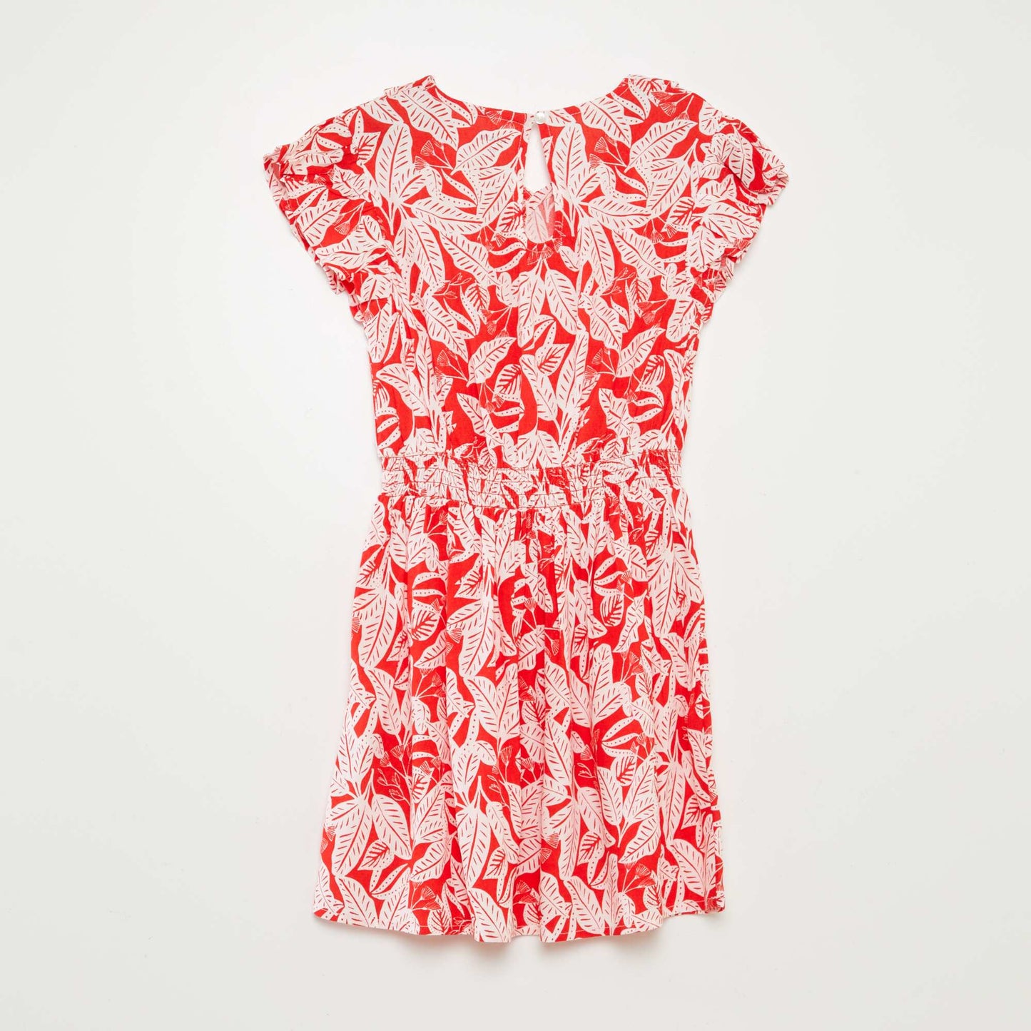 Robe courte imprimée et volantée ROUGE