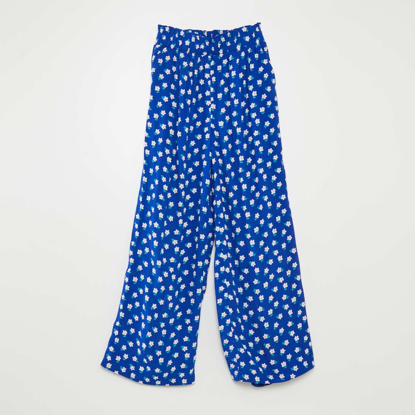Pantalon large à motif BLEU