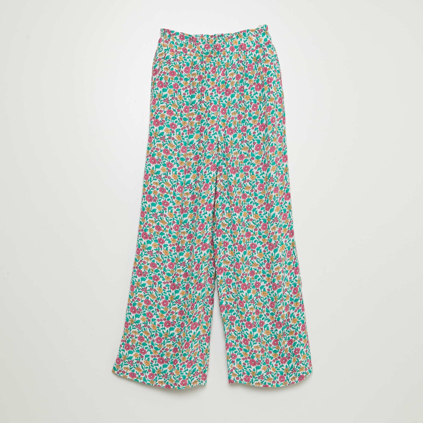 Pantalon large à motif VERT/ROSE