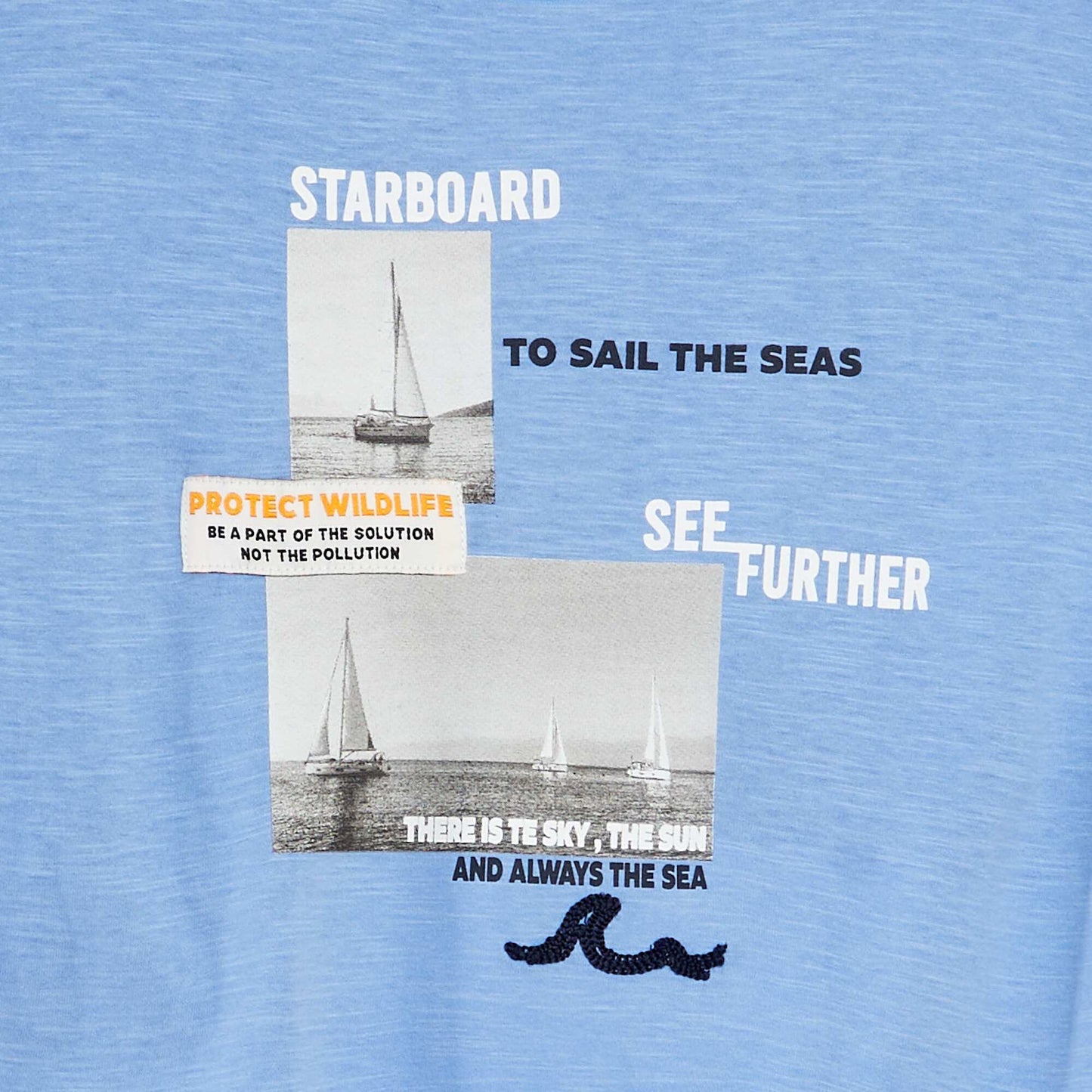 T-shirt imprimé en coton BLEU