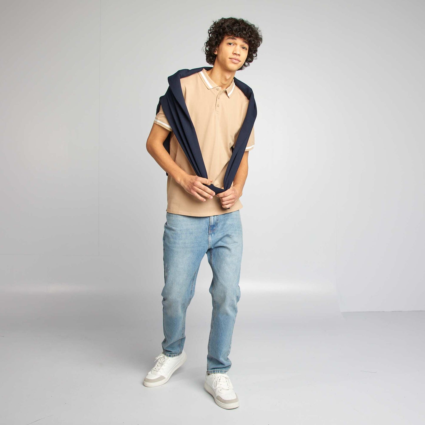 Polo en piqué de coton BEIGE