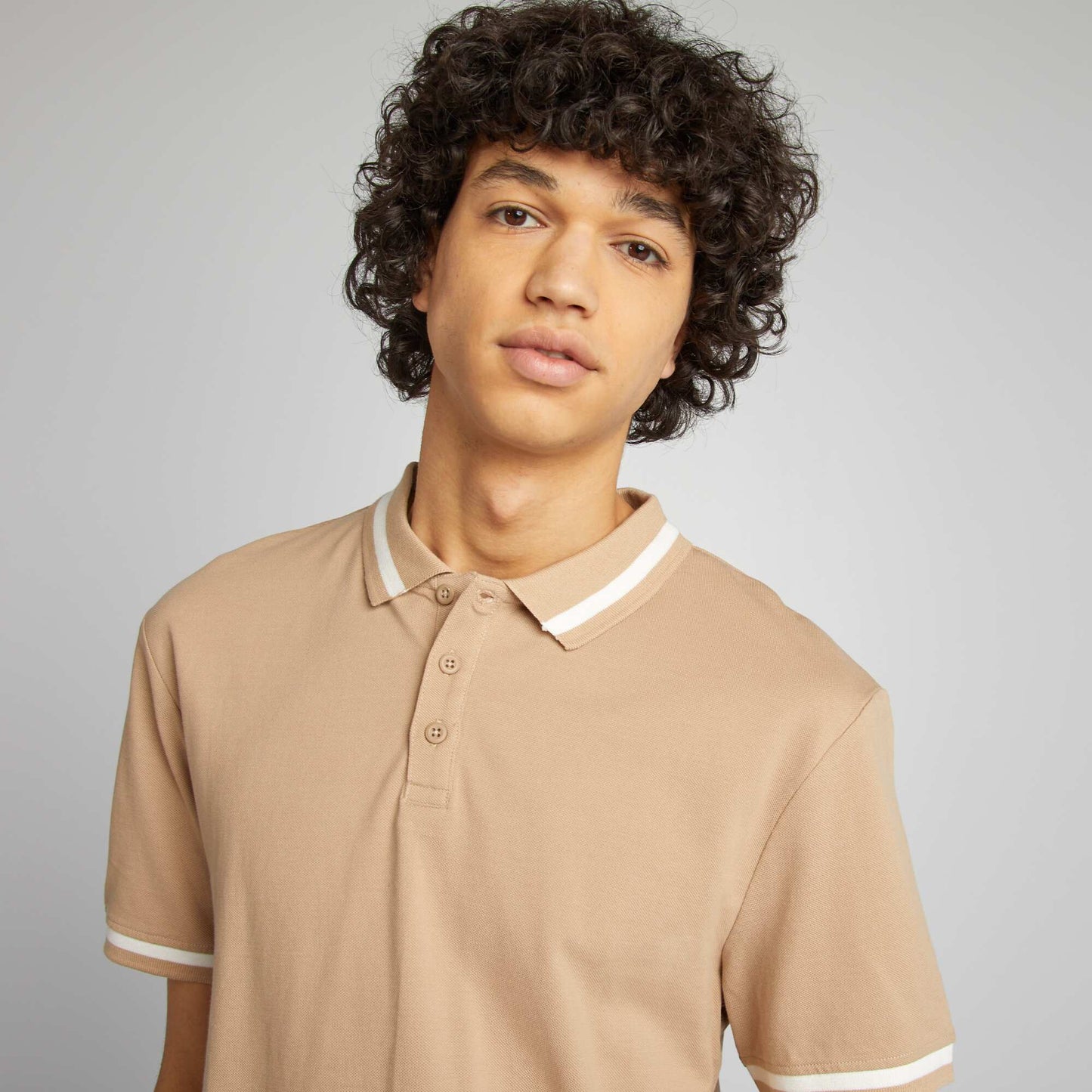 Polo en piqué de coton BEIGE