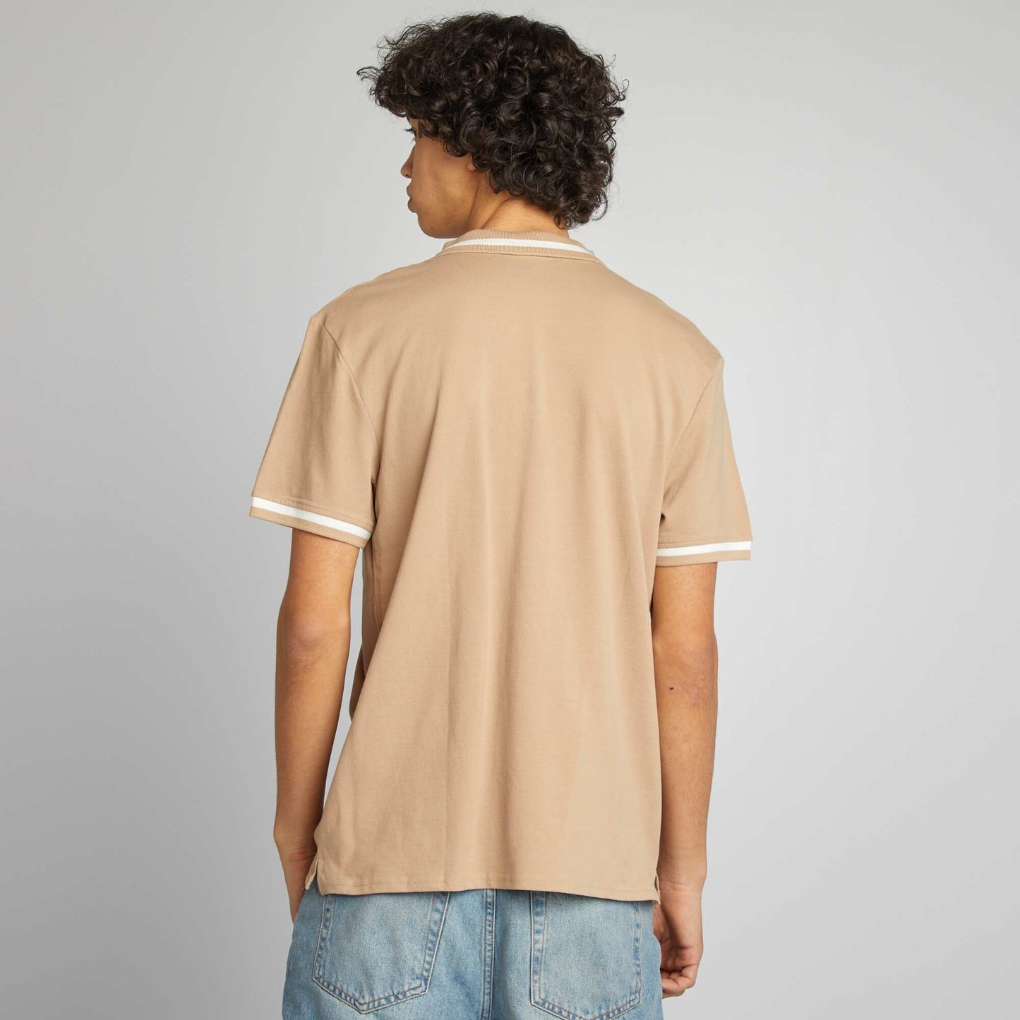 Polo en piqué de coton BEIGE