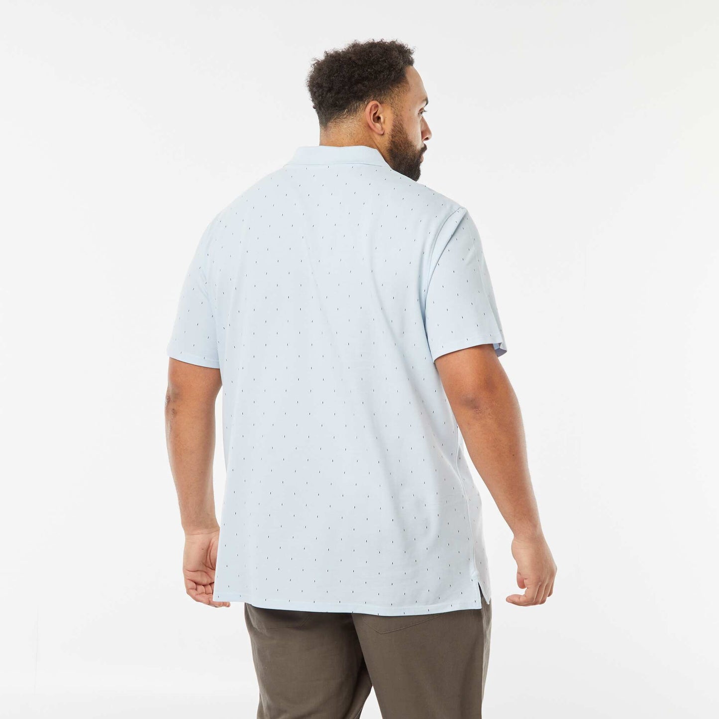 Polo à motifs en maille piquée BLEU