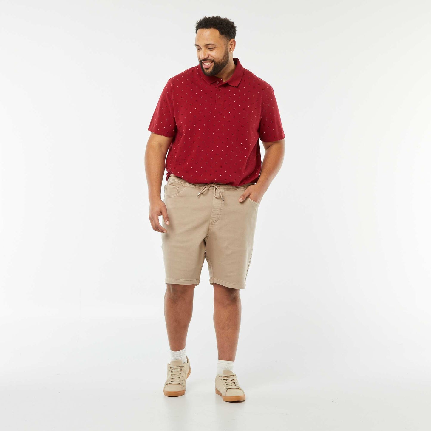 Polo à motifs en maille piquée ROUGE