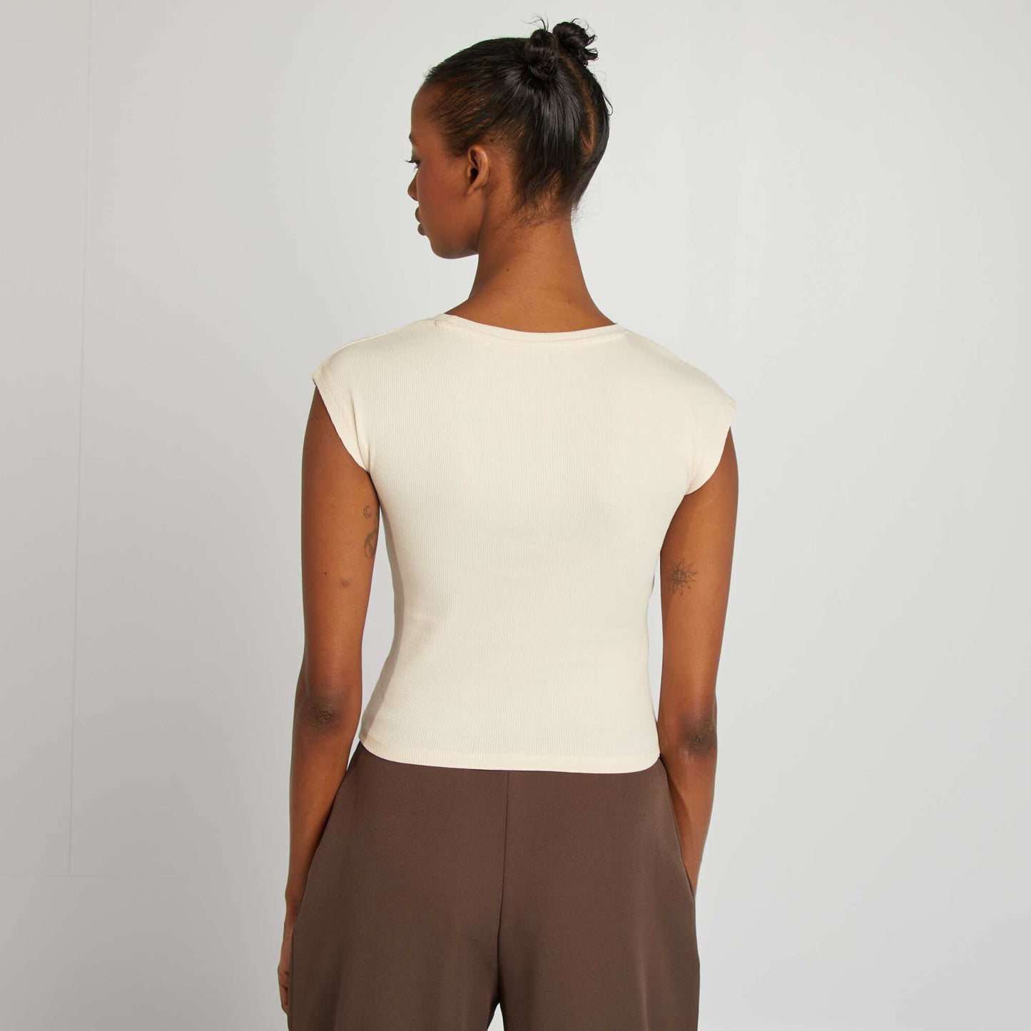 T-shirt crop top manches courtes GRIS