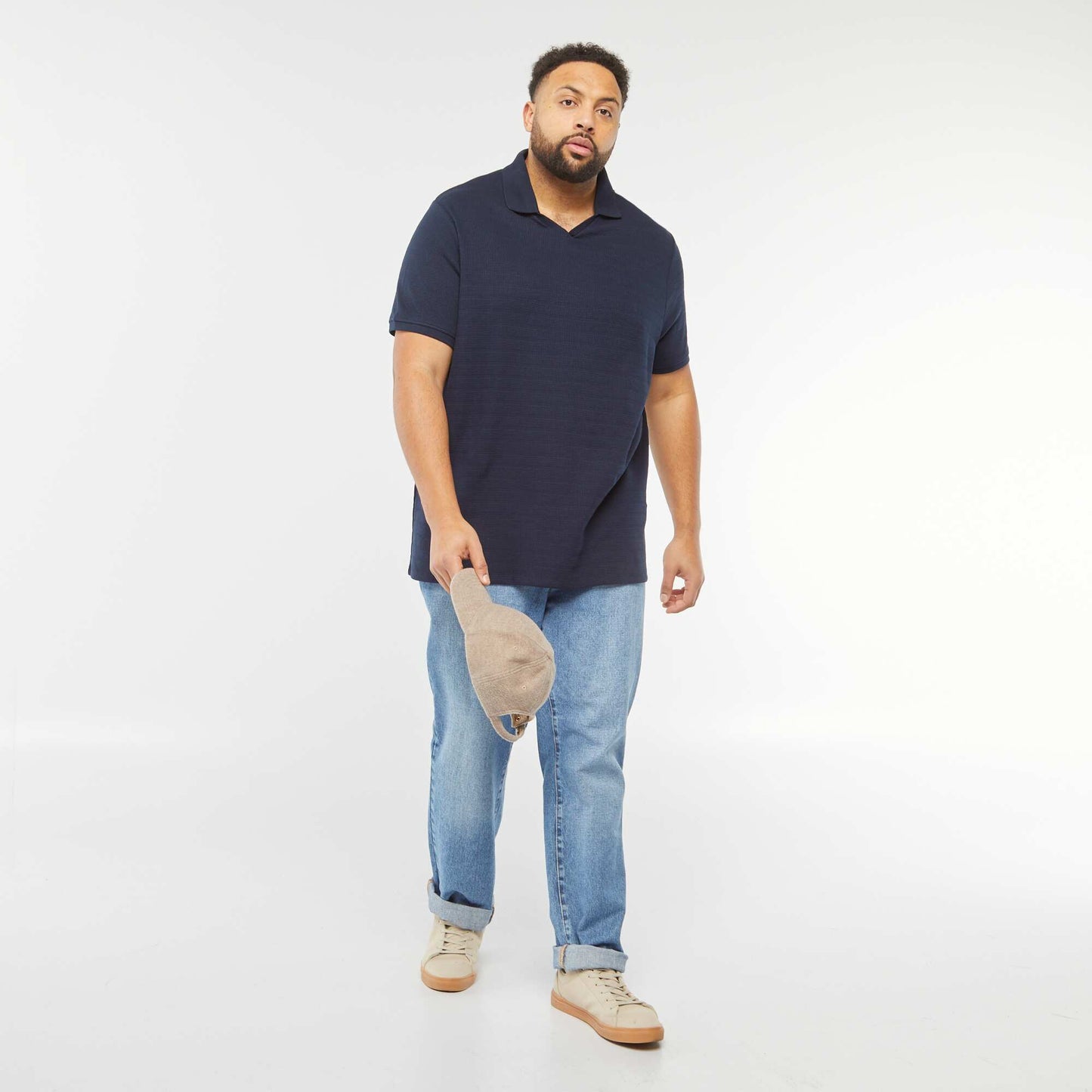 Polo en piqué de coton BLEU