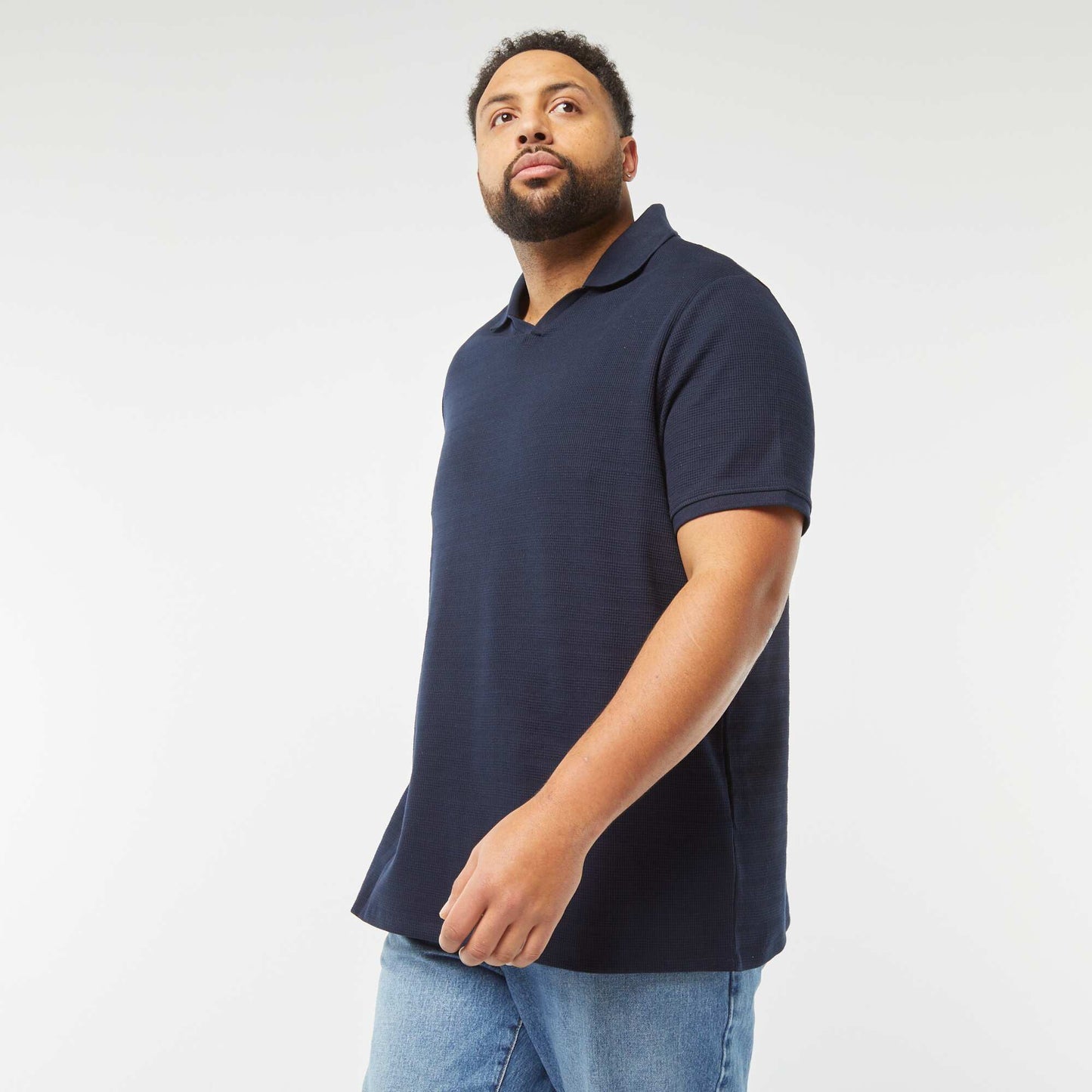 Polo en piqué de coton BLEU