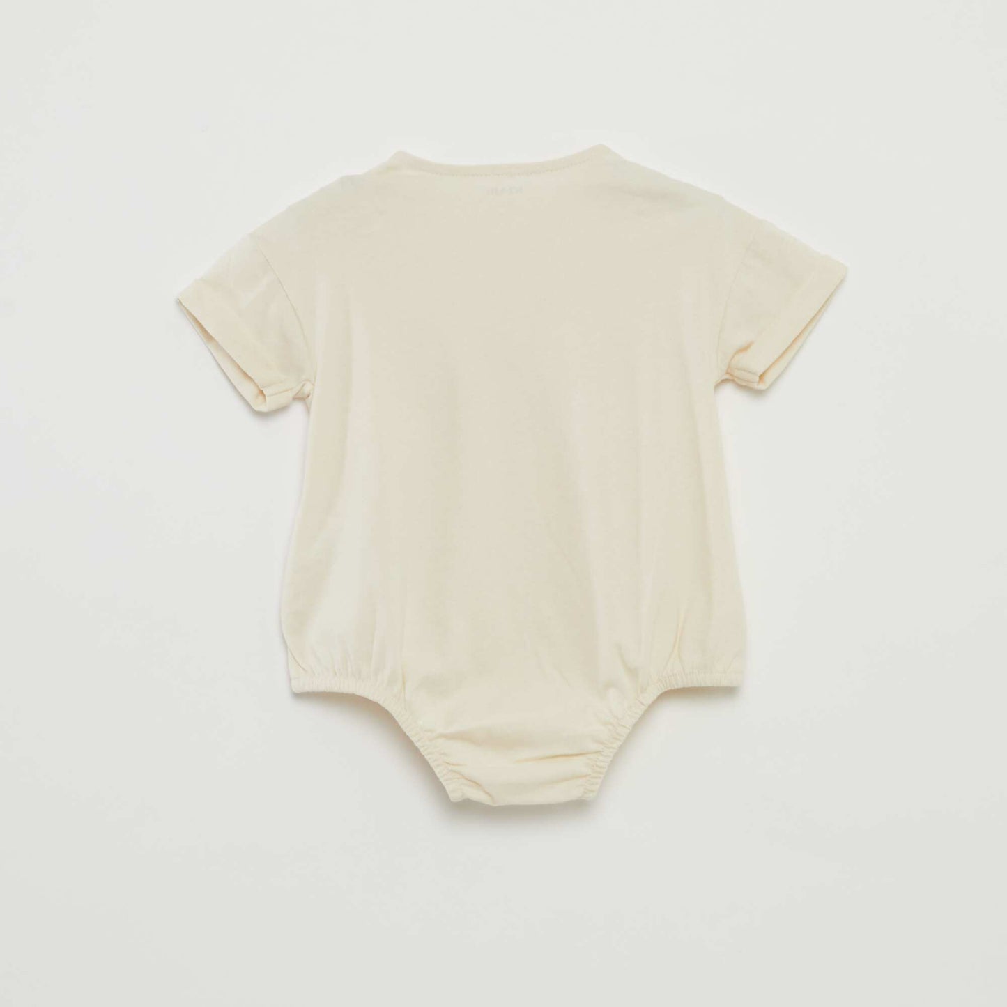 Body à manches courtes à revers et broderie devant BLANC