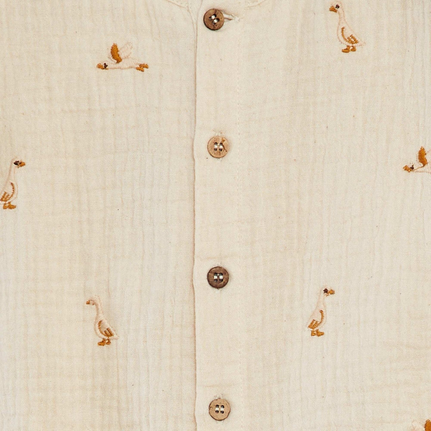 Combinaison en gaze de coton broderies 'oies' BLANC