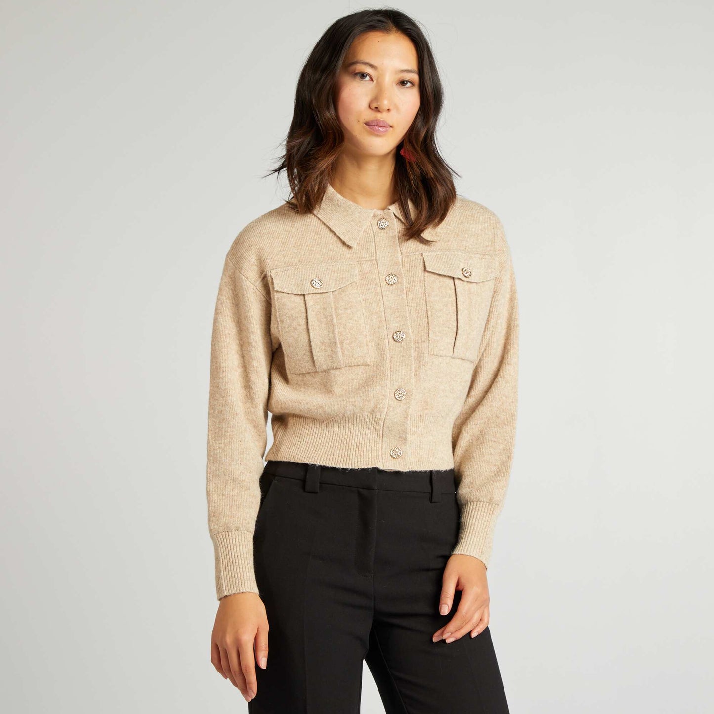 Gilet avec boutons fantaisies BEIGE