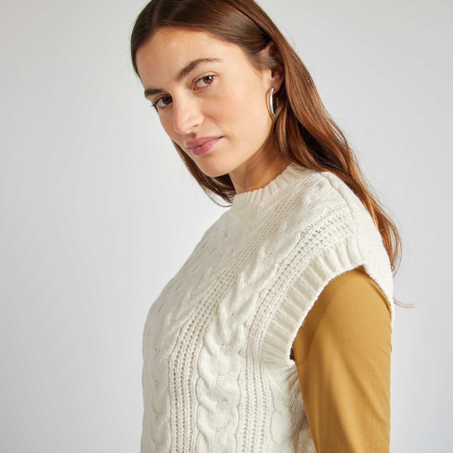 Pull sans manches torsadé Blanc