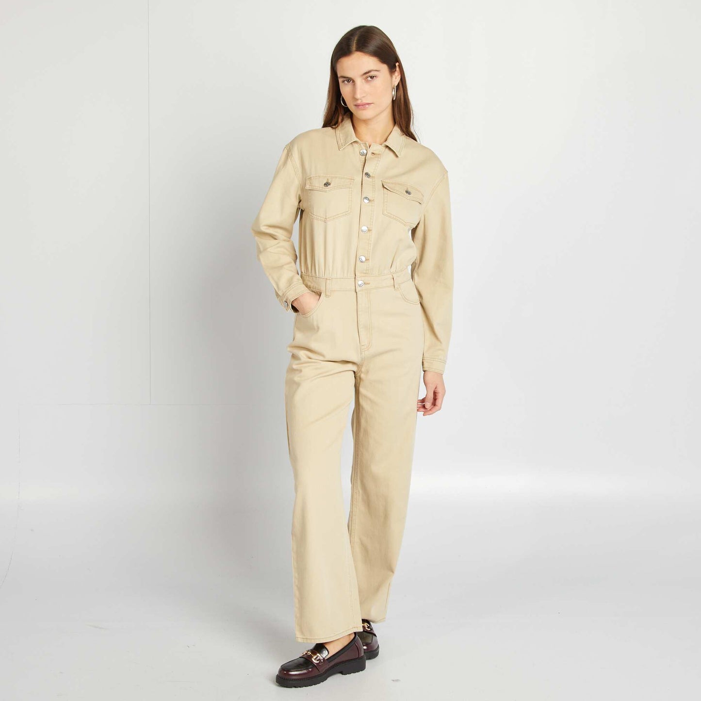 Combinaison longue en jean BEIGE