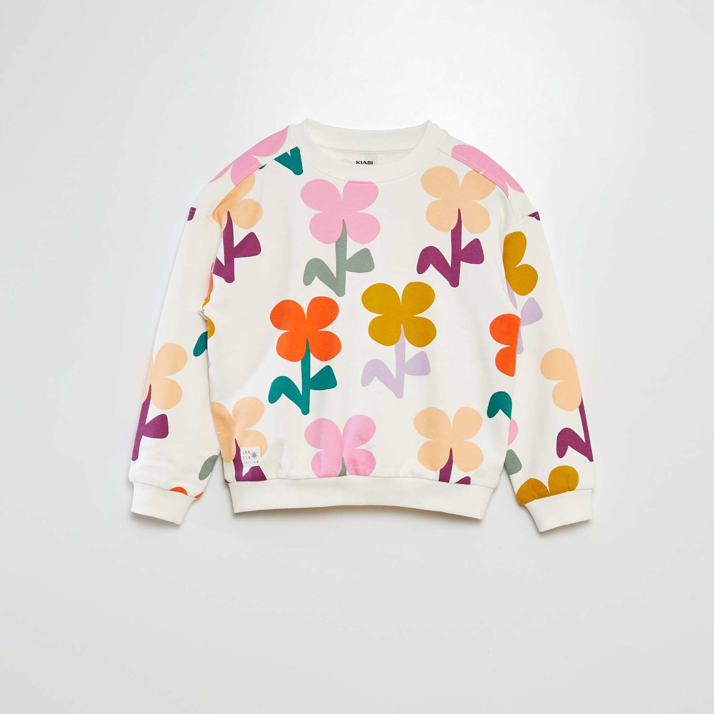 Sweat en molleton léger - Grafik Edition BLANC/ROSEVERT