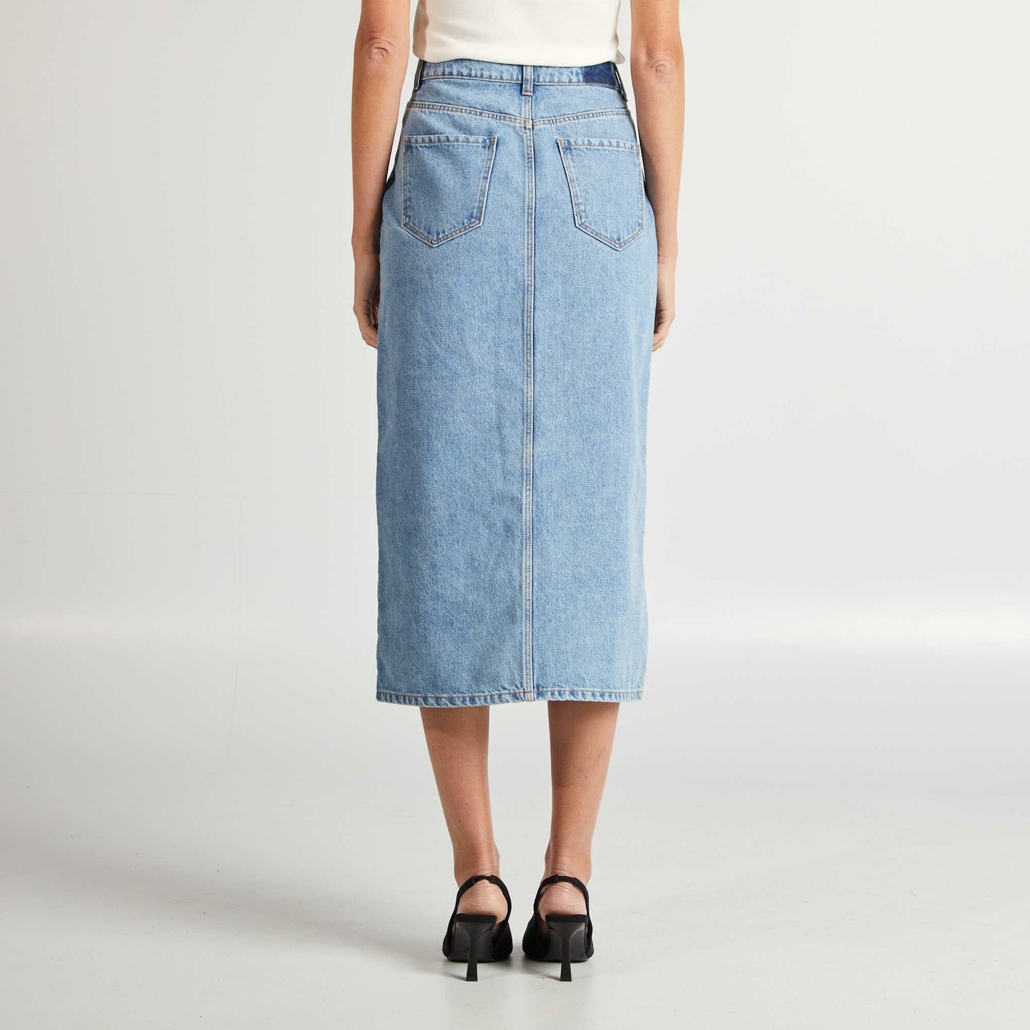 Jupe longue en jean BLEU