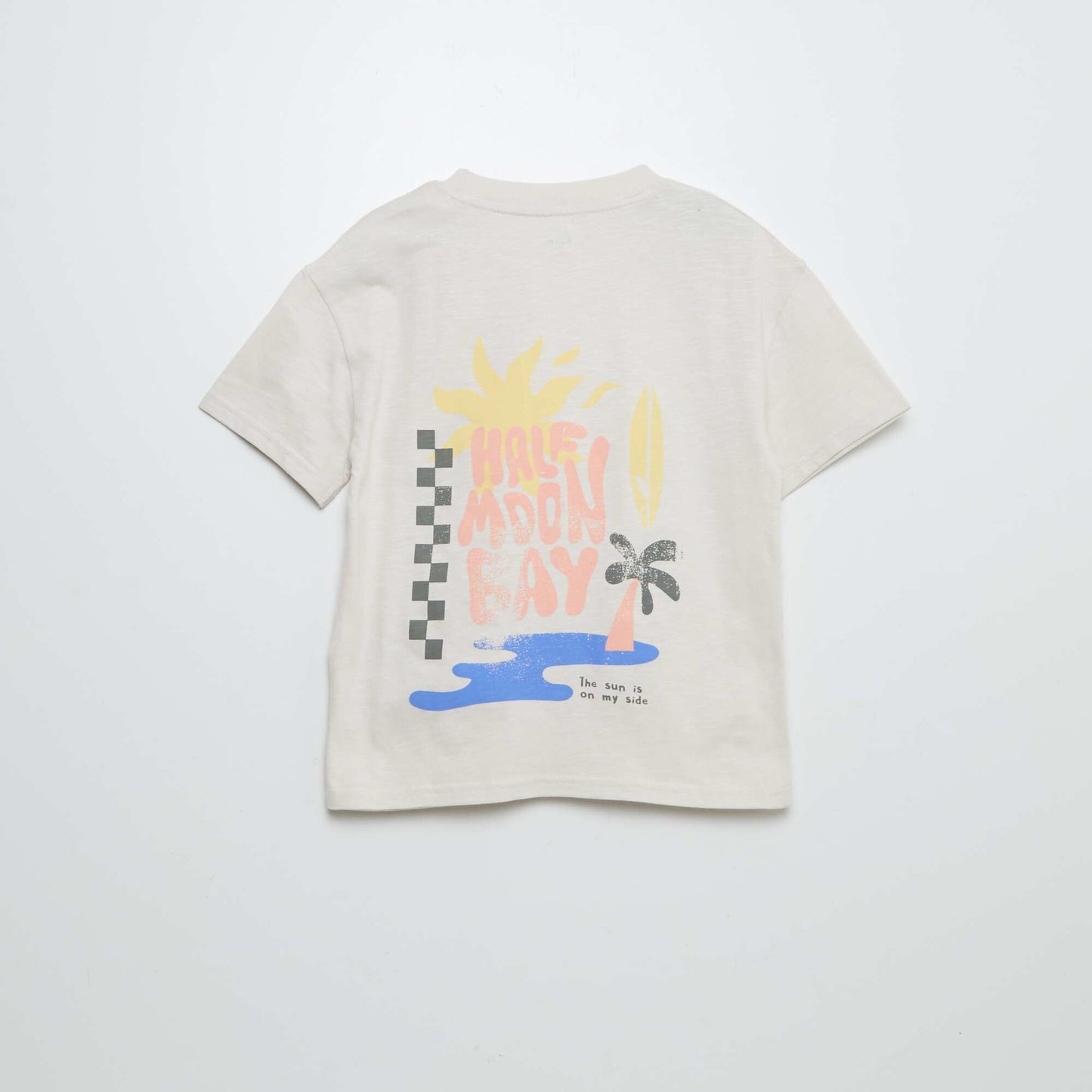 T-shirt à manches courtes avec poche poitrine et imprimés BEIGE