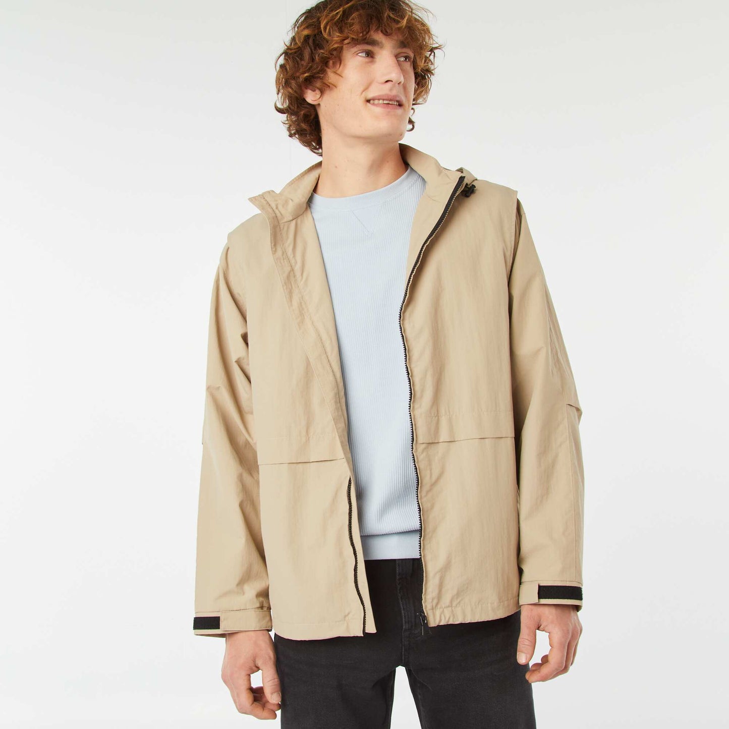 Coupe-vent déperlant avec manches amovibles BEIGE
