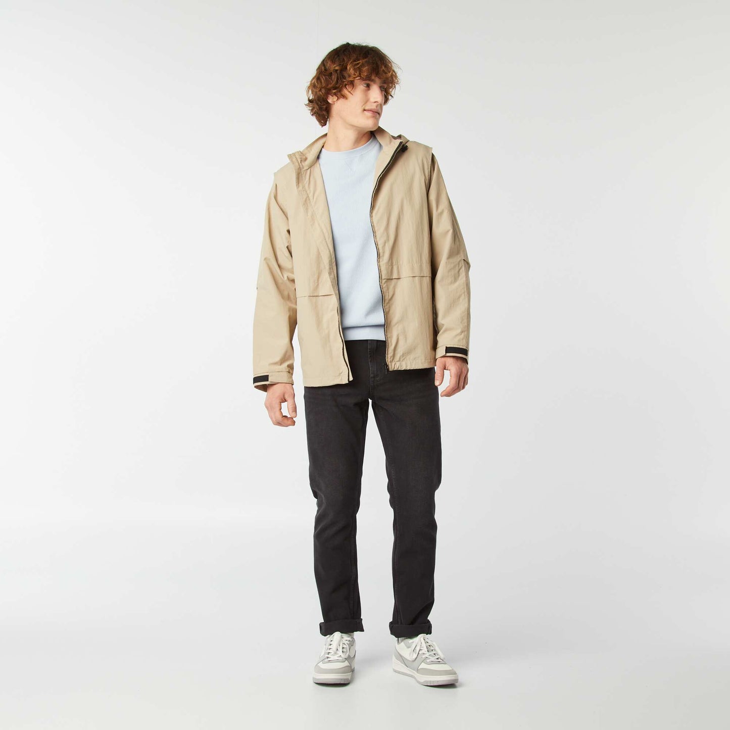 Coupe-vent déperlant avec manches amovibles BEIGE