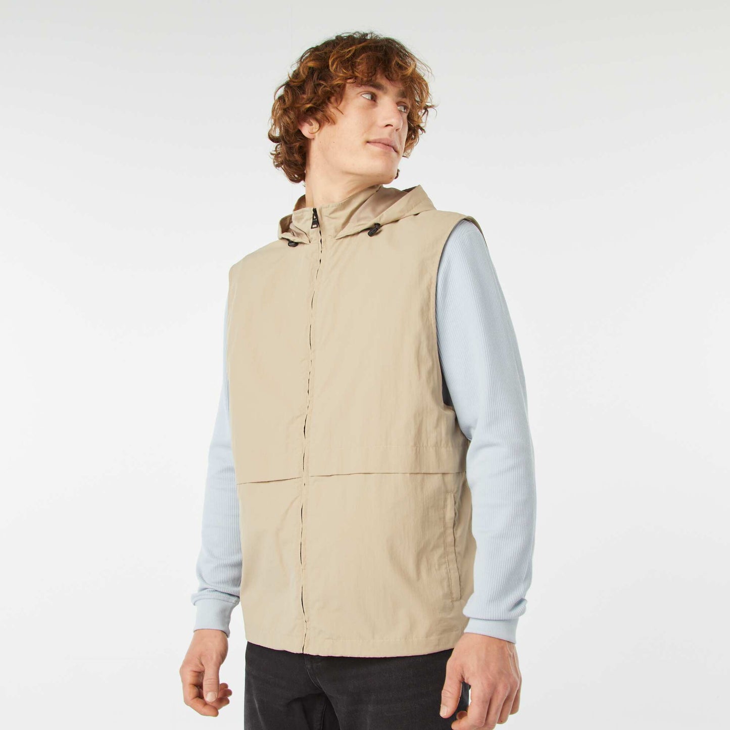 Coupe-vent déperlant avec manches amovibles BEIGE