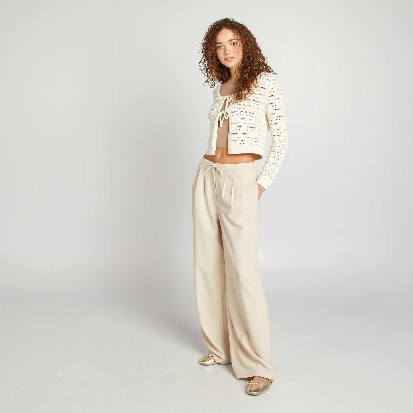 Pantalon large et fluide BEIGE