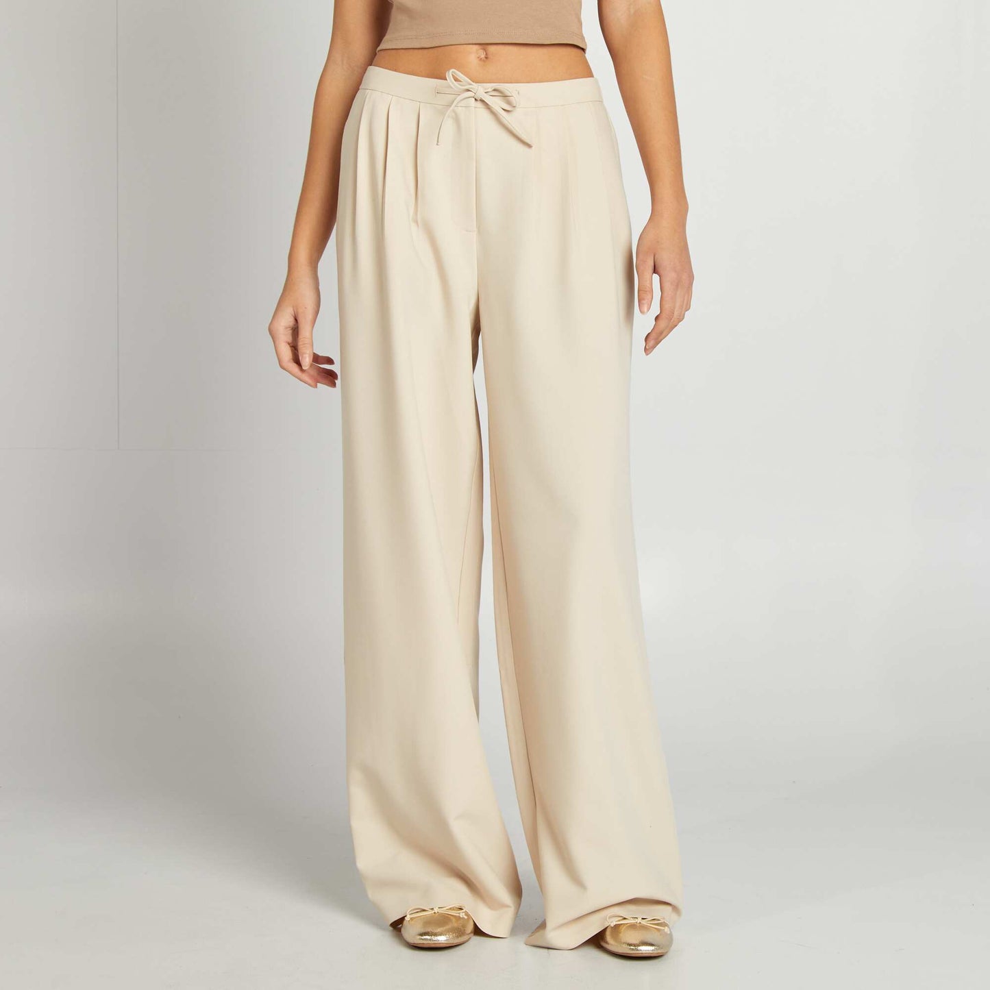 Pantalon large et fluide BEIGE