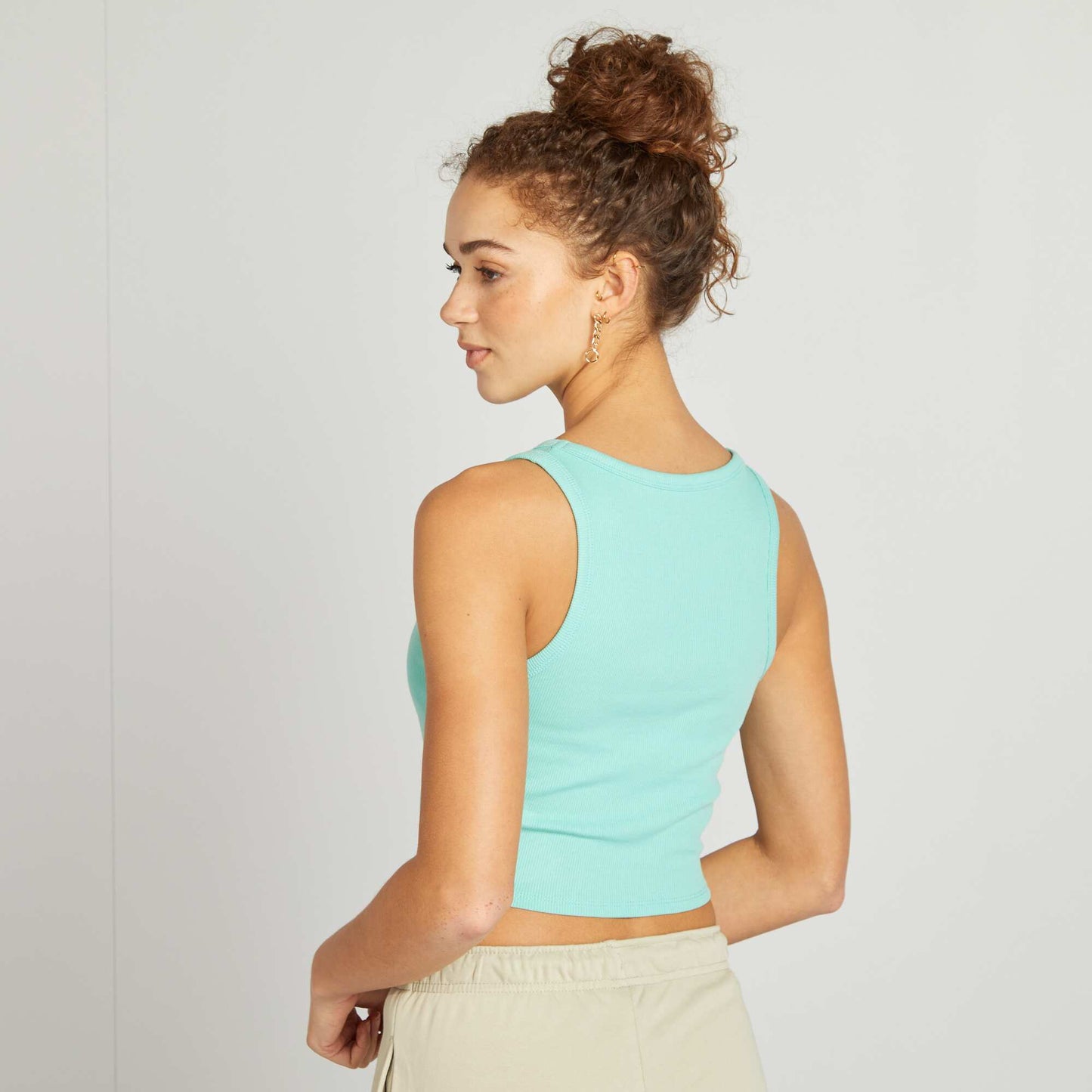 Débardeur à encolure américaine VERT TURQUOISE