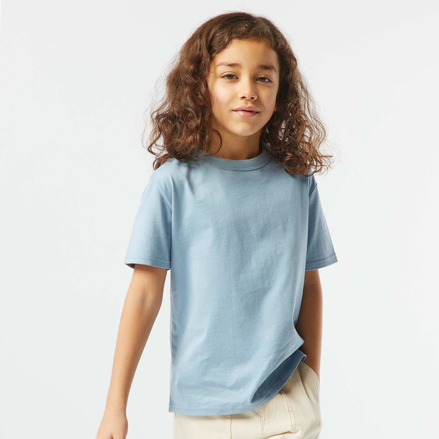 T-shirt basique à manches courtes et col rond BLEU